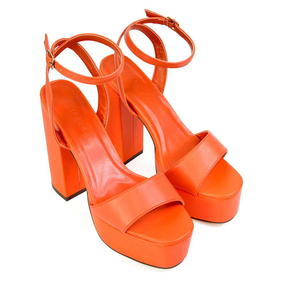 orange platform heels