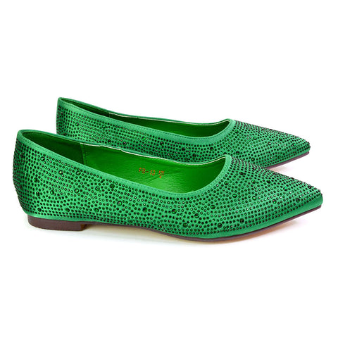 green bridal flats