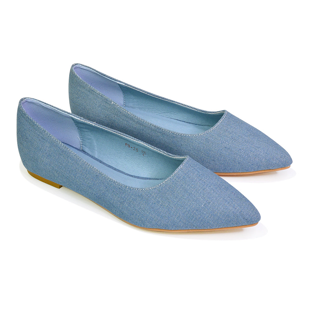 denim ballerina pumps