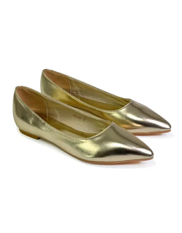 gold ballerina pumps