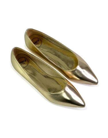 Bubbles Bridal Flats Pointed Toe Wedding Slip on Flat Ballerina Pump Shoes in Gold