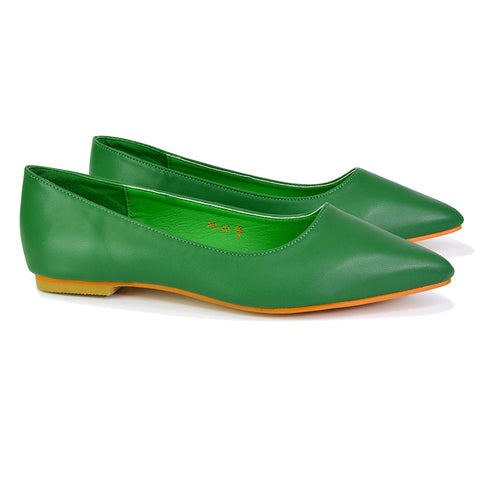Bubbles Bridal Flats Pointed Toe Wedding Slip on Flat Ballerina Pump Shoes in Green