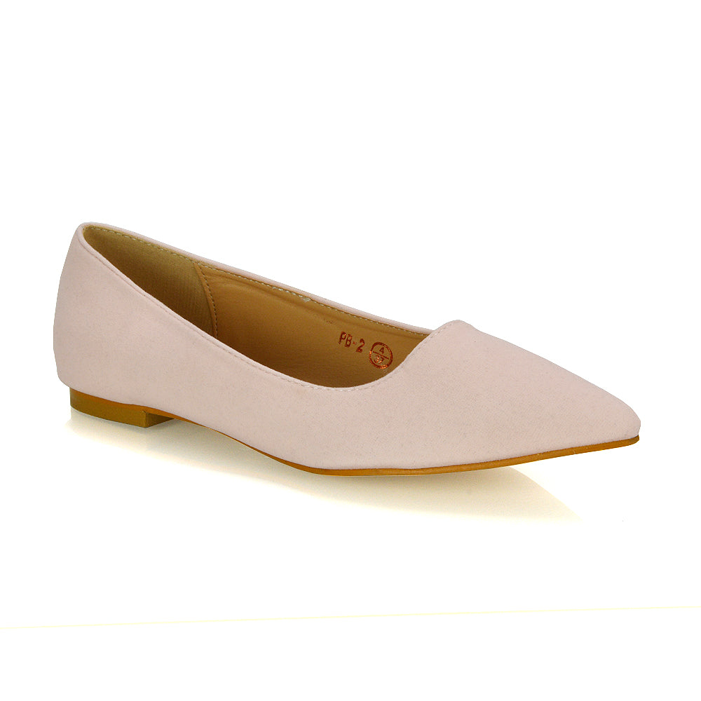 Alessia Flat Pointed Toe Low Heel Slip on Bridal Ballerina Pump Shoes in Ivory