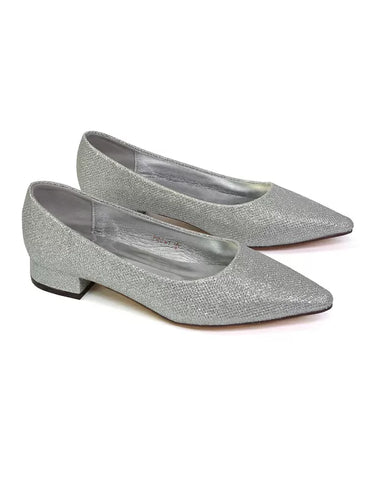 silver low heels