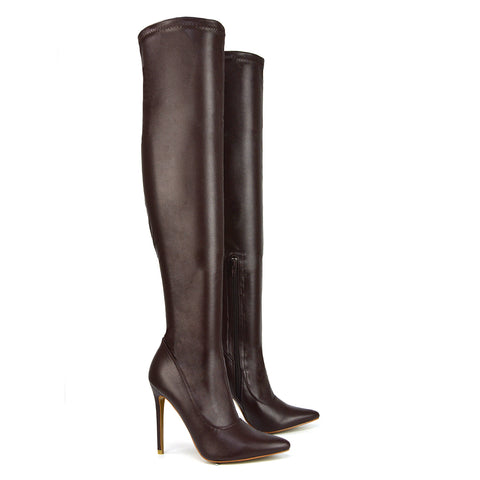Brown High Heel Boots, Brown Long Boots, Brown Heeled Boots