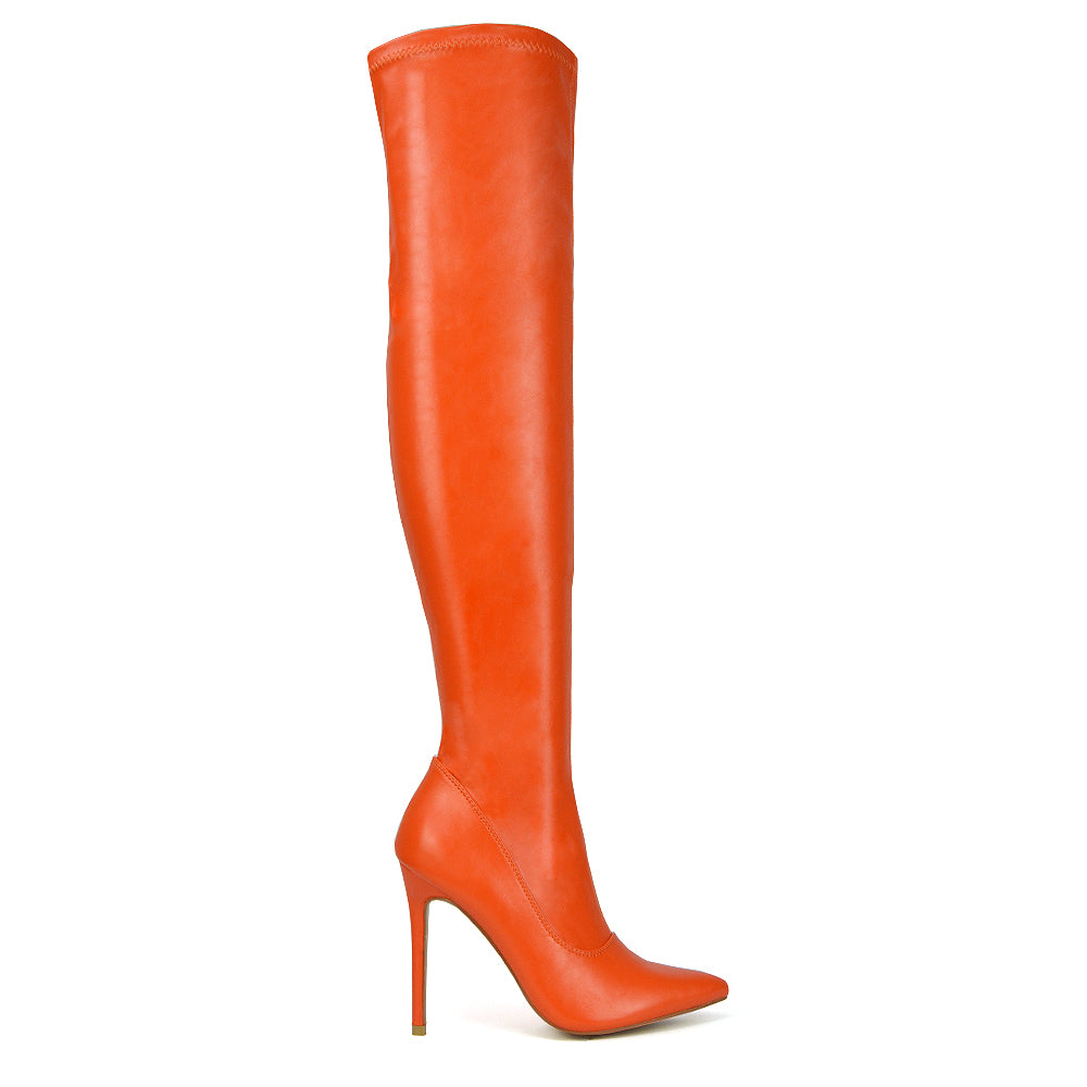 orange over the knee boots