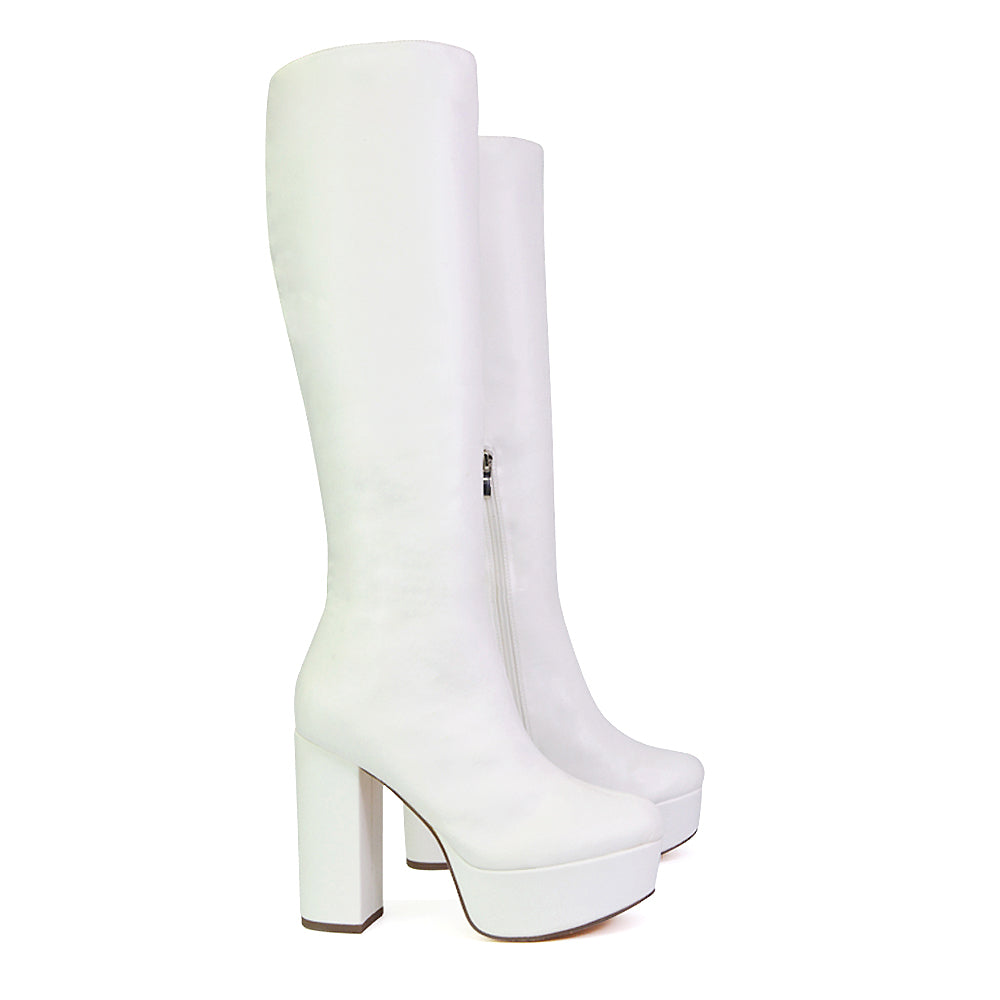 white block heel boots