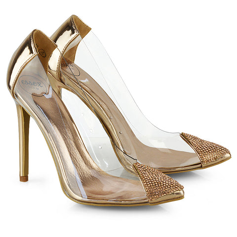 court heels in rose gold