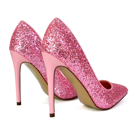 pink glitter heels