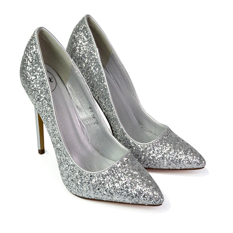 silver stilettos