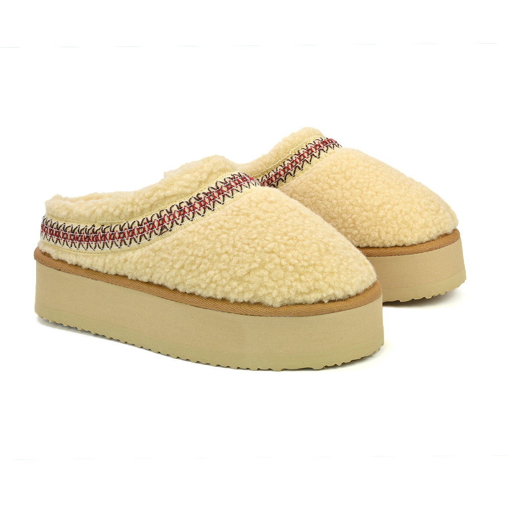 beige platform slippers