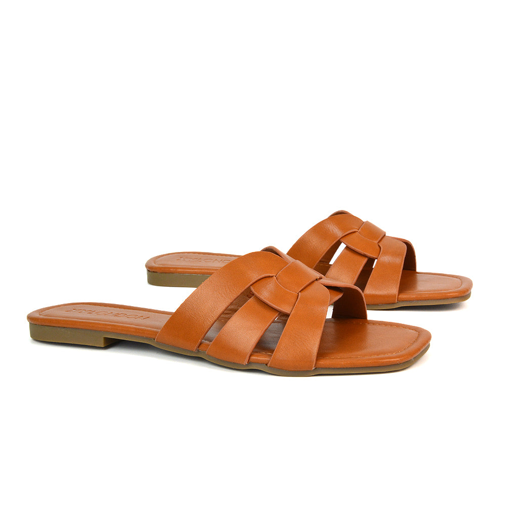 SPC-2 Tan Synthetic Leather Flat Sandals