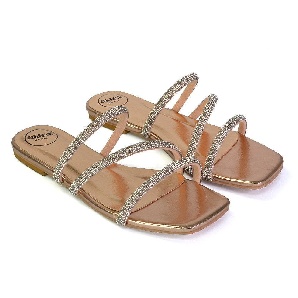 rose gold diamante sandals