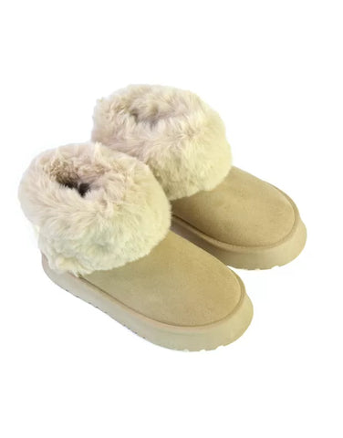 beige faux fur boots