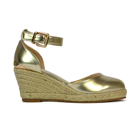 gold wedge heels