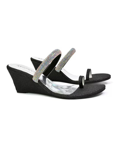 black wedge sandals