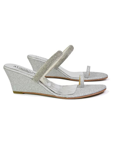 silver wedge sandals