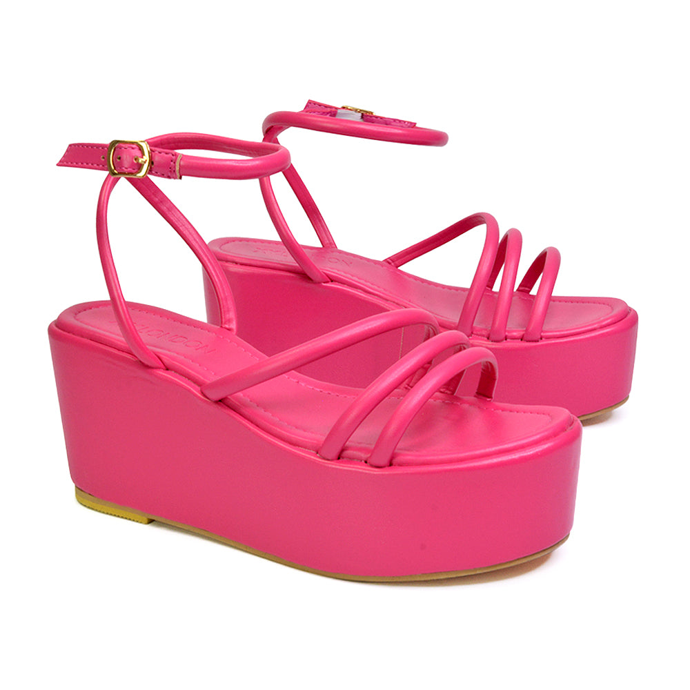 pink sandal wedge heels