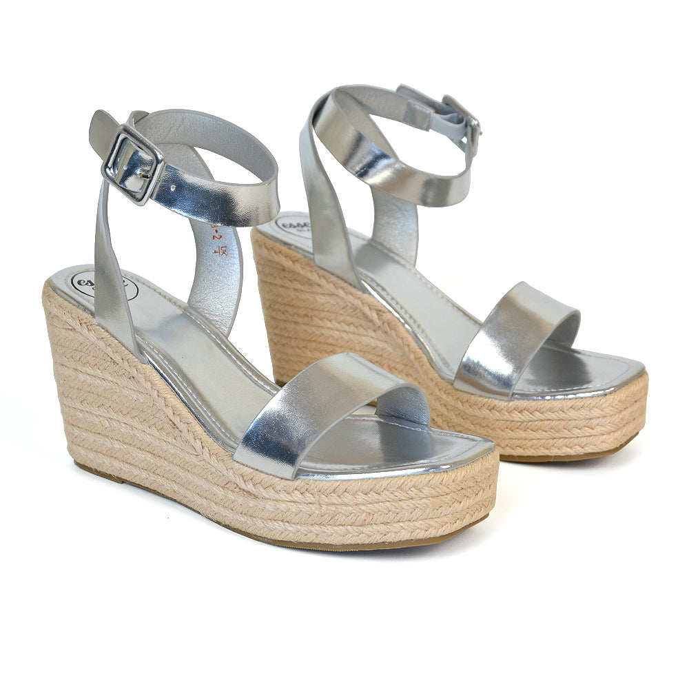 silver wedge sandals