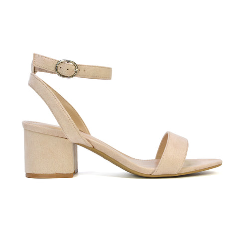 Dala Wide Fit Strappy Open Toe Mid Block Heel Sandals in Gold