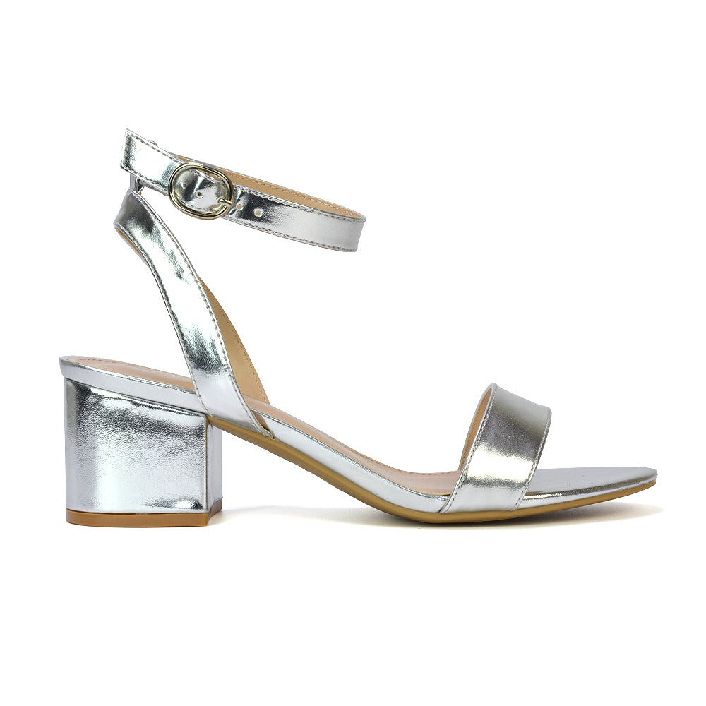 silver mid heels