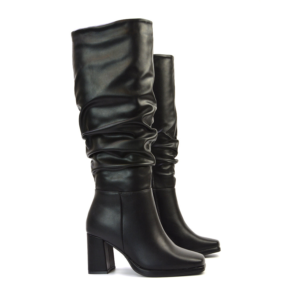 black heeled boots