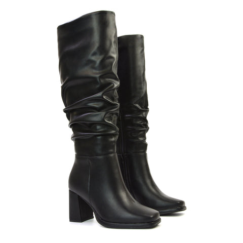 black block heel boots