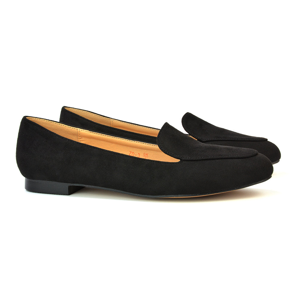 Quincy Slip On Low Heel Back to School Shoes Pumps Loafers in Black Patent