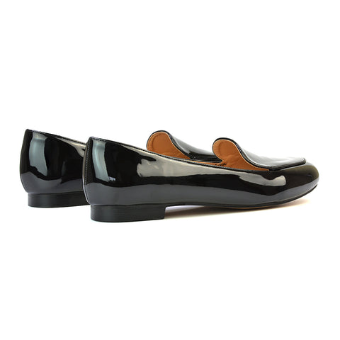 black patent loafers