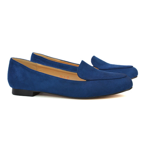 Quincy Slip On Low Heel Back to School Shoes Pumps Loafers in Navy