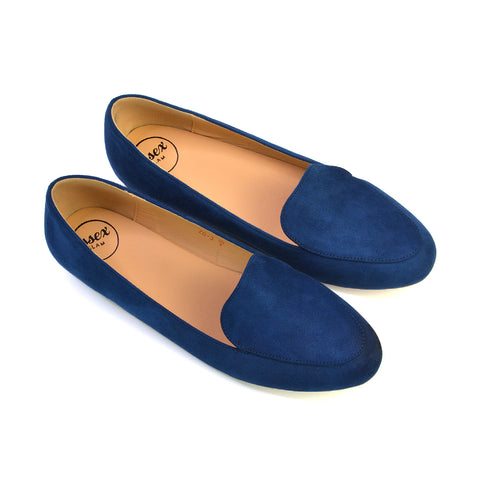 Quincy Slip On Low Heel Back to School Shoes Pumps Loafers in Navy