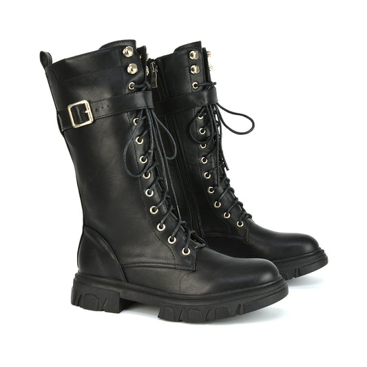 Mid calf lace up combat boots hotsell